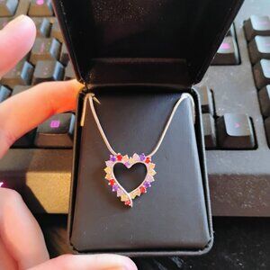 Colorful Sterling Silver heart necklace